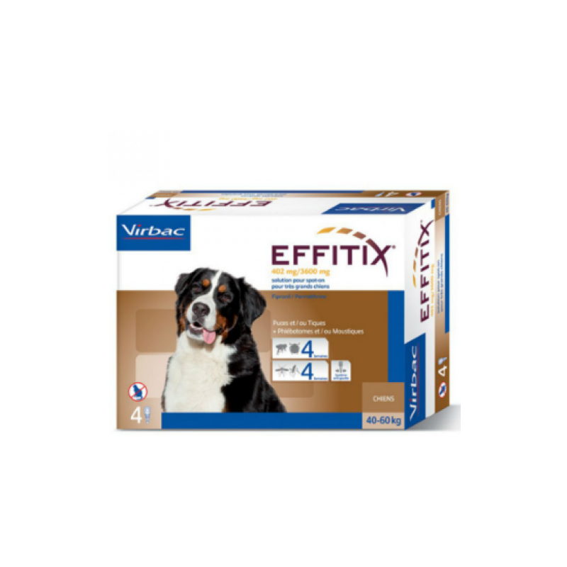 VIRBAC EFFITIX SPOT ON Chien XLARGE .40 60 kg VIRBAC EFFITIX SPOT ON Chien XLARGE .40 60 kg