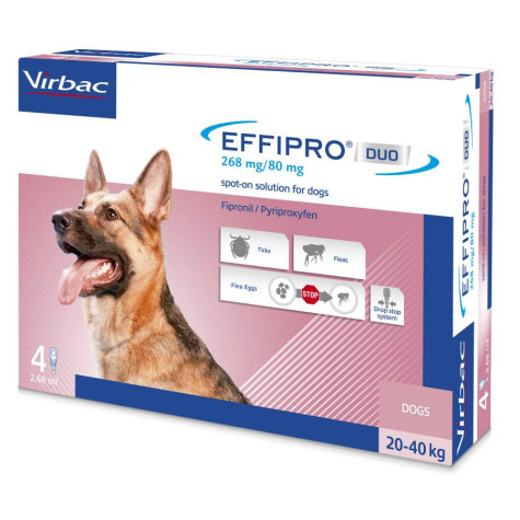 VIRBAC Effipro Duo Dog 20-40 kg (4 pipettes) - 