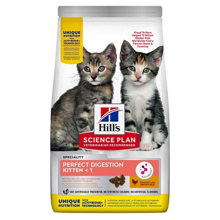 hill's perfect digestion kitten con pollo e riso integrale 300 gr. - 