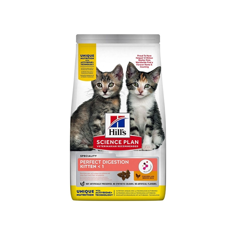hill's perfect digestion kitten avec poulet et riz integrale 1,5 kg