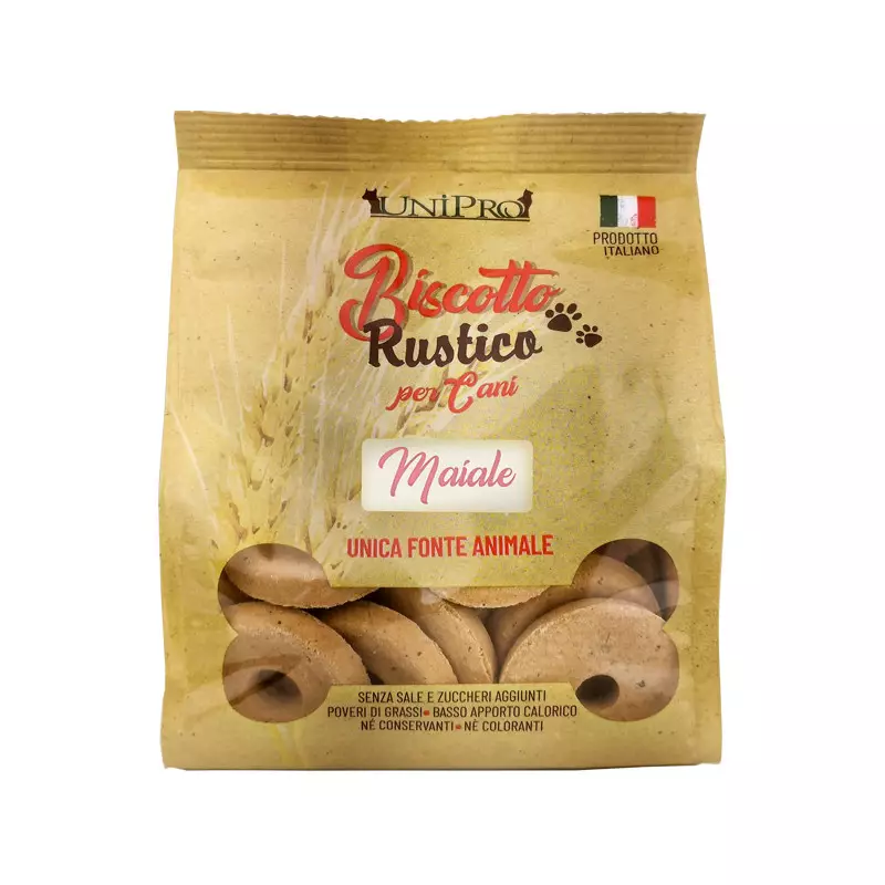UNIPRO Biscotto Rustico per Cani al Maiale 300gr. UNIPRO Biscotto Rustico per Cani al Maiale 300gr.