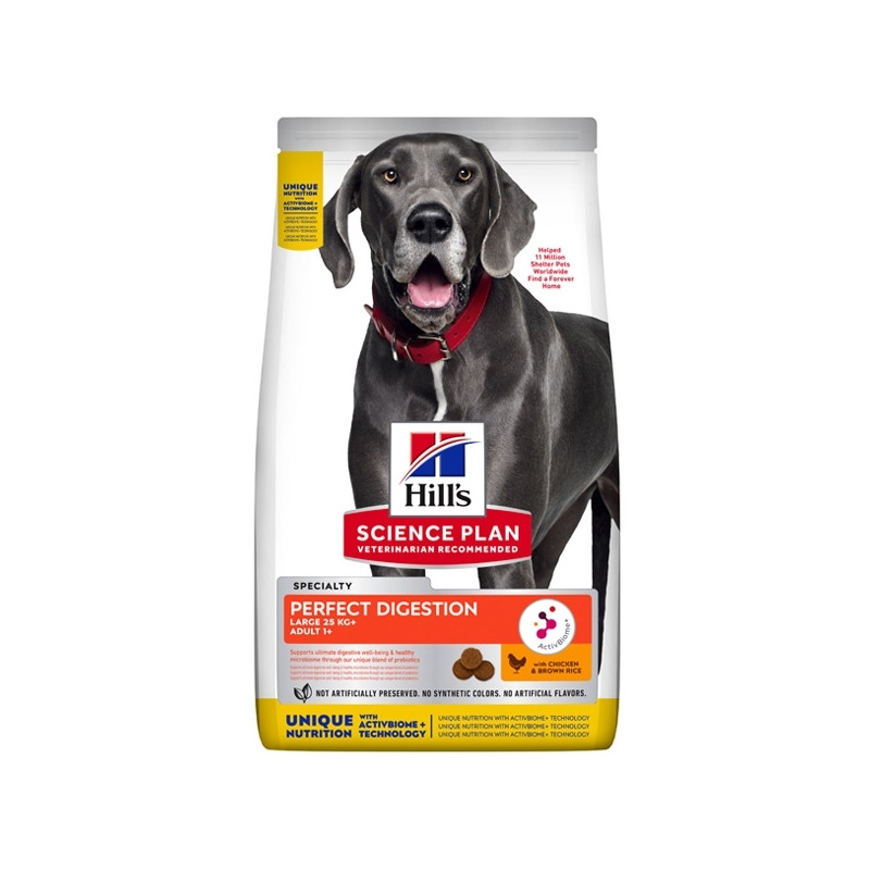 Hill's Pet Nutrition - Science Plan Perfect Digestion Large Breed Adult 1+ con Pollo e Riso Integrale 12KG