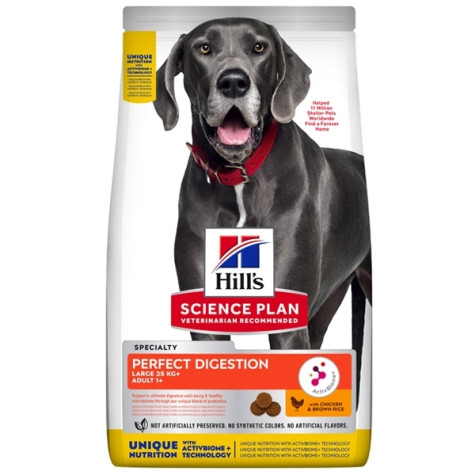 Hill's Pet Nutrition - Science Plan Perfect Digestion Large Breed Adult 1+ con Pollo e Riso Integrale 12KG - 