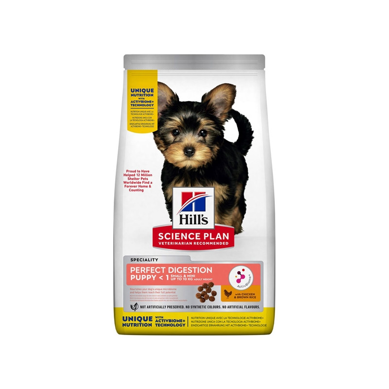 Hill's Pet Nutrition - Science Plan Perfect Digestion Small & Mini Puppy Pollo Riso Integrale 1,5 kg