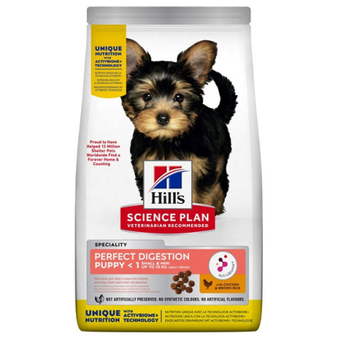 Hill's Pet Nutrition - Science Plan Perfect Digestion Small & Mini Puppy con Pollo e Riso Integrale - 