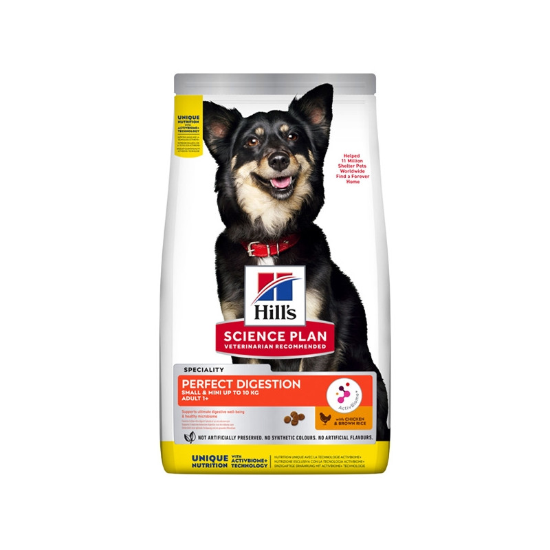 Hill's Pet Nutrition - Science Plan Perfect Digestion Small et Mini Adult 1+ avec Poulet et Riz Integrale 1,5 kg Hill's Pet Nutrition - Science Plan Perfect Digestion Small et Mini Adult 1+ avec Poulet et Riz Integrale 1,5 kg