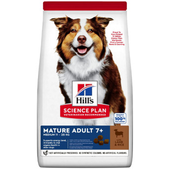 Hill's Pet Nutrition - Science Plan Mature Adult 7+ Medium con Agnello e Riso 14 KG - 