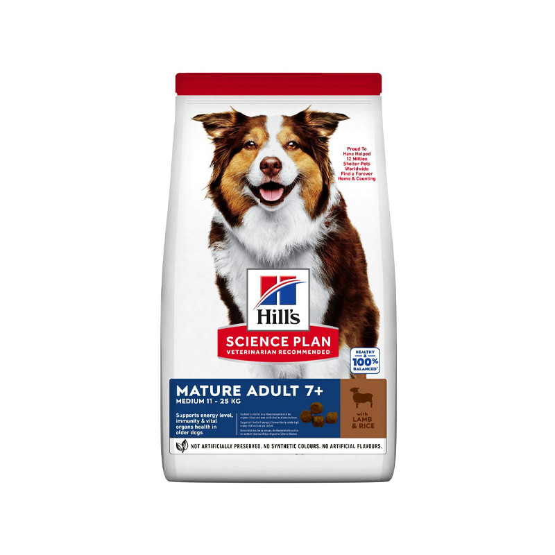 Hill's Pet Nutrition - Science Plan Mature Adult 7+ Medium avec Agneau et Riz 14 KG Hill's Pet Nutrition - Science Plan Mature Adult 7+ Medium avec Agneau et Riz 14 KG