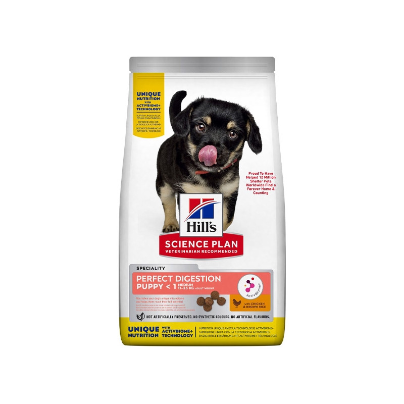 Hill's Pet Nutrition - Science Plan Perfect Digestion Medium Puppy con Pollo e Riso Integrale 12KG