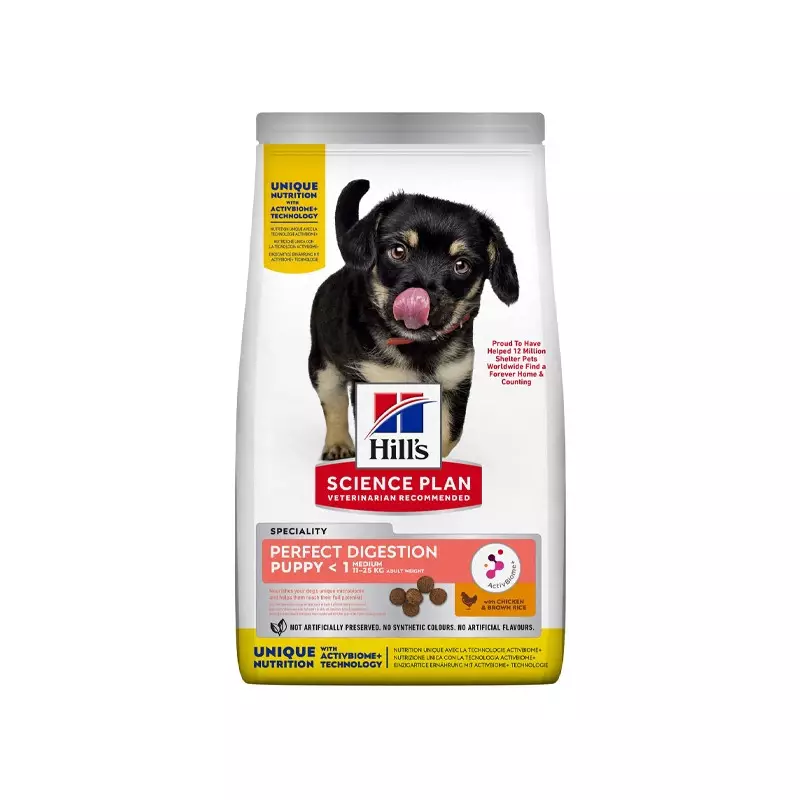 Hill's Pet Nutrition - Science Plan Perfect Digestion Medium Puppy con Pollo e Riso Integrale 12KG Hill's Pet Nutrition - Science Plan Perfect Digestion Medium Puppy con Pollo e Riso Integrale 12KG