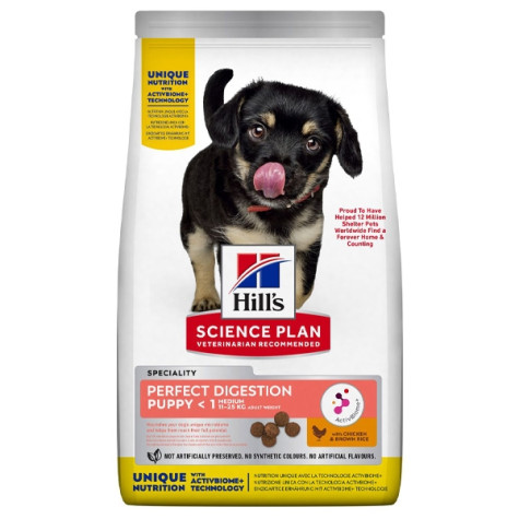 Hill's Pet Nutrition – Science Plan Perfect Digestion Medium Puppy mit Pollo und Riso Integrale 12 kg –