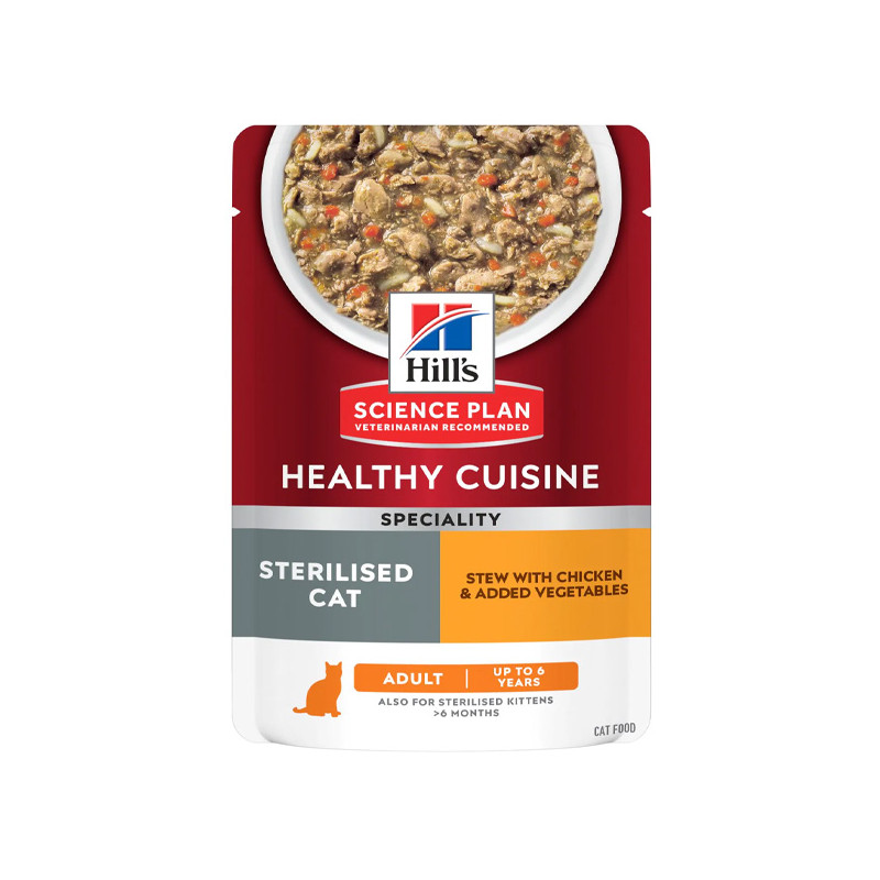 Hill's Pet Nutrition - Science Plan Healthy Cuisine Sterilised Cat Adult Spezzatino avec Poulet 12x80gr. Hill's Pet Nutrition - Science Plan Healthy Cuisine Sterilised Cat Adult Spezzatino avec Poulet 12x80gr.