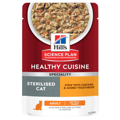 Hill's Pet Nutrition - Science Plan Healthy Cuisine Sterilised Cat Adult Spezzatino con Pollo 12x80gr. - 