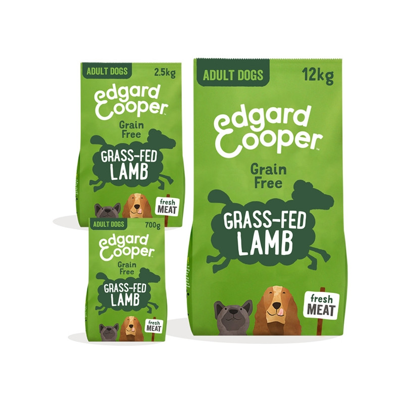 Edgard&Cooper - Erwachsenes Frischfleisch, getreidefreies, grasgefüttertes Lamm, 2,5 kg