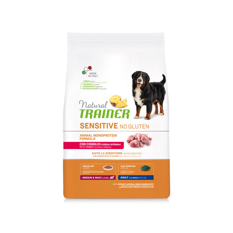 Trainer - Natural Sensitive No Gluten Medium et Maxi Adult avec lapin Trainer - Natural Sensitive No Gluten Medium et Maxi Adult avec lapin