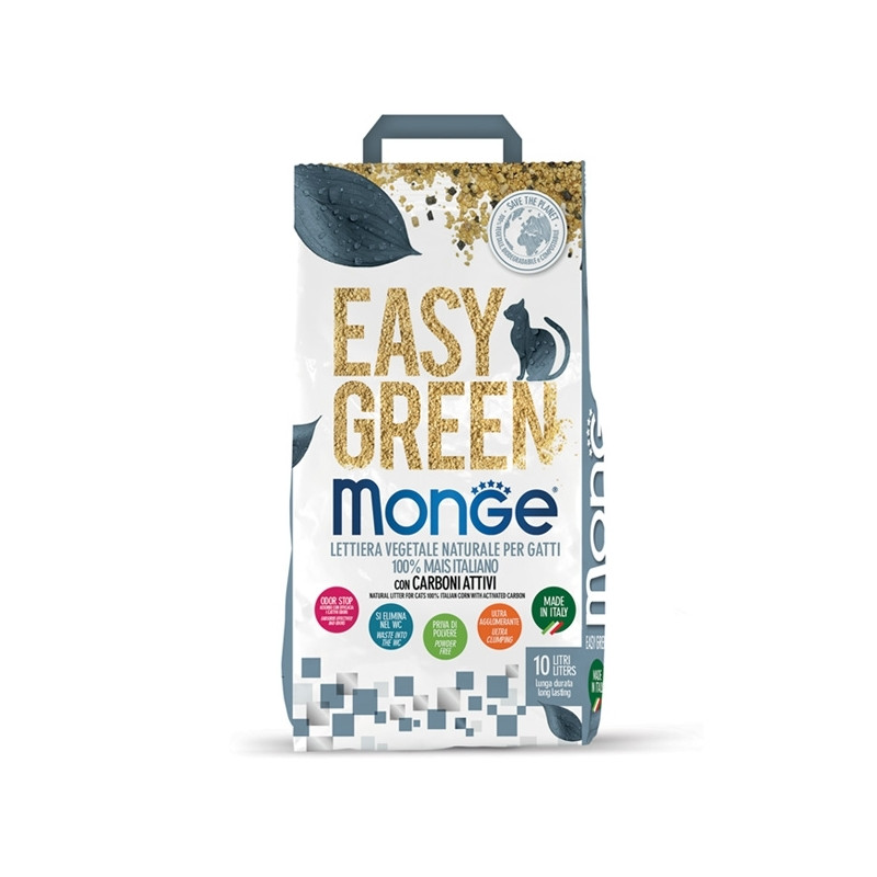 Monge - Lettiera Easy Green 100% Mais con Carboni Attivi 10 LT.
