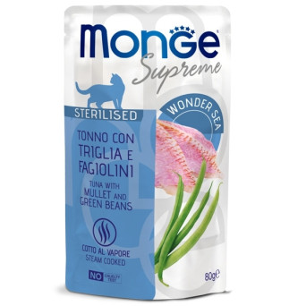 Monge - Supreme Sterilised Adult Pezzetti di Tonno con Triglia e Fagiolini 80 gr. - 