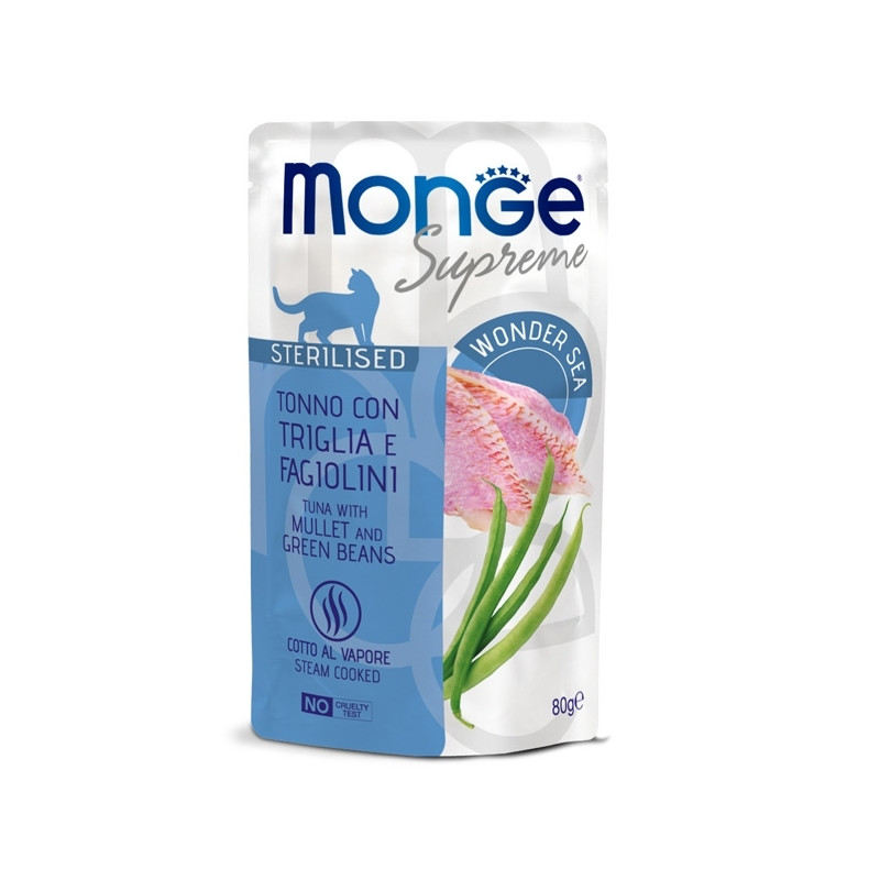 Monge - Supreme Sterilised Adult Bouchées di Thon avec Triglia et Fagiolini 80 g.