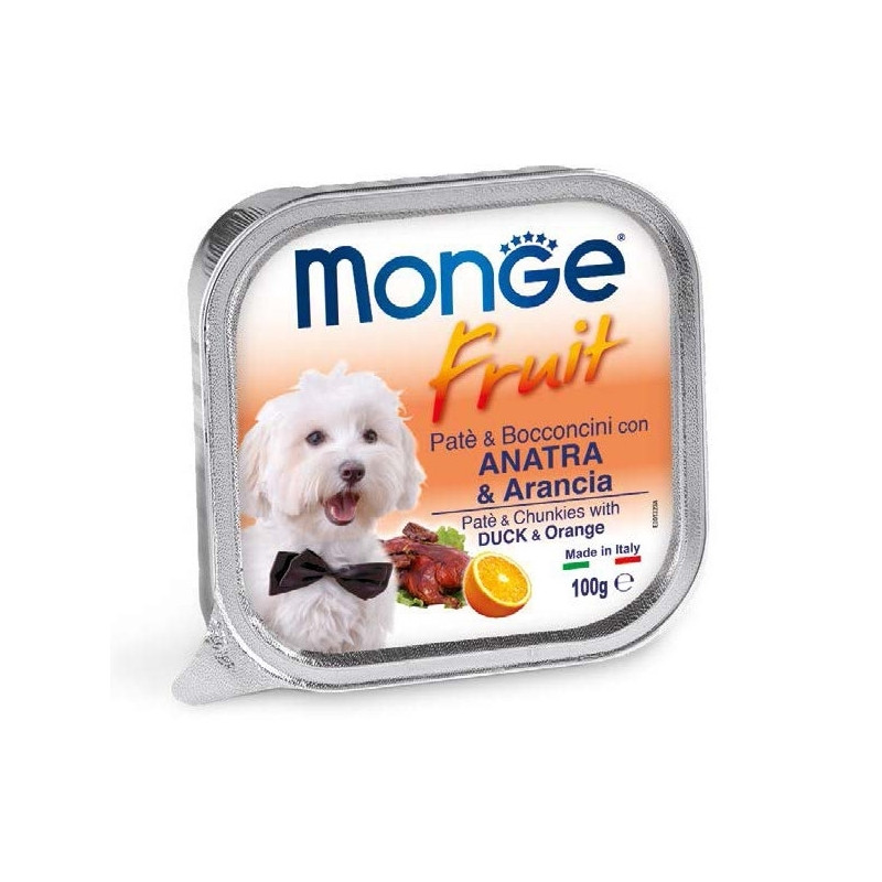 Monge - Fruit Paté et Bocconcini avec Canard et Orange 100 g. Monge - Fruit Paté et Bocconcini avec Canard et Orange 100 g.