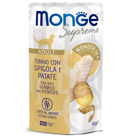 Monge - Supreme Adult Pezzetti di Tonno con Spigola e Patate 80 gr. - 