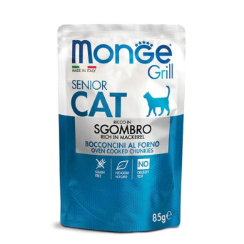 Monge - Grill Senior Bocconcini in Jelly Ricco in Sgombro 85 gr. - 