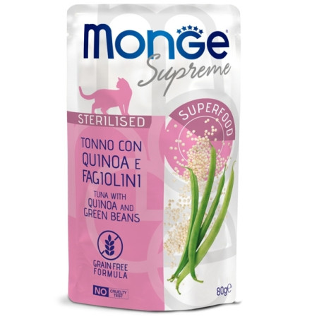 Monge - Supreme Sterilised Adult Pezzetti di Tonno con Quinoa e Fagiolini - 