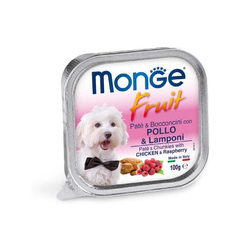 Monge - Fruit PaMonge - Fruit Paté et Bocconcini avec Poulet et Lamponité et Bocconcini avec Poulet et Lamponi 100gr.