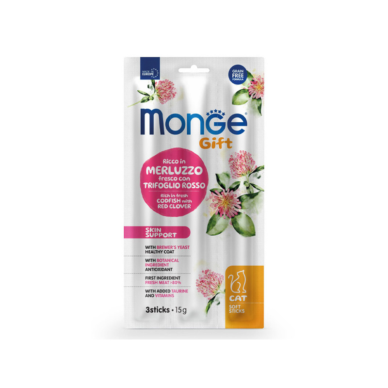 Monge - Snack Cabillaud frais avec Trifoglio Rouge 45 g. Monge - Snack Cabillaud frais avec Trifoglio Rouge 45 g.