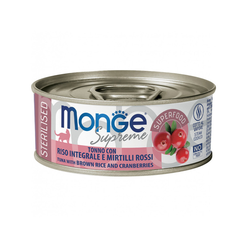 Monge - Supreme Sterilized Adult Cat Tuna Brown Rice and Cranberries 80 gr.