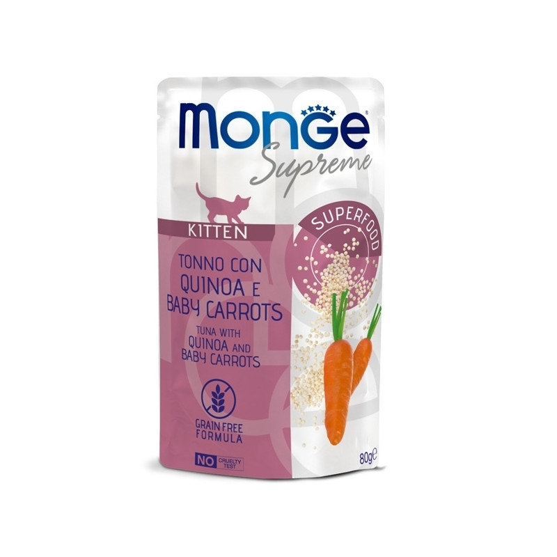 Monge - Supreme Kitten Bouchées di Thon avec Quinoa et Carottes Baby 80 g.