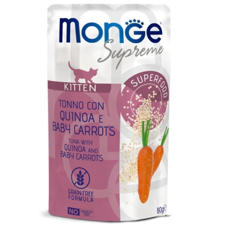 Monge - Supreme Kitten Thunfischstücke mit Quinoa und Babykarotten 80 gr. - 