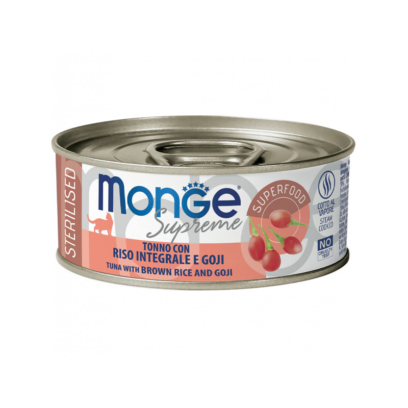 Monge - Supreme Sterilised Adult Cat Thunfisch, brauner Reis und Goji 80 gr.