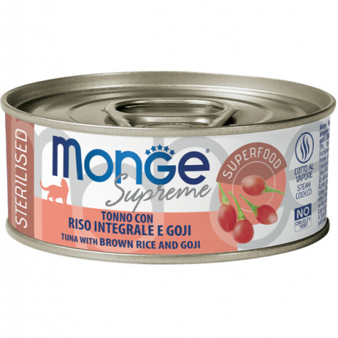 Monge - Supreme Sterilised Adult Cat Thunfisch, brauner Reis und Goji 80 gr. -
