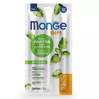 Monge - Snack Gif Adult Soft Sticks Sterilised Ricco in Anatra Fresca con Melissa 45 gr. - 