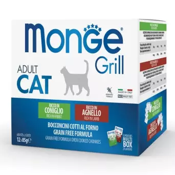 Monge - Grill Adult Multibox Mix Kaninchen - Lamm 12 x 85 Gr. -