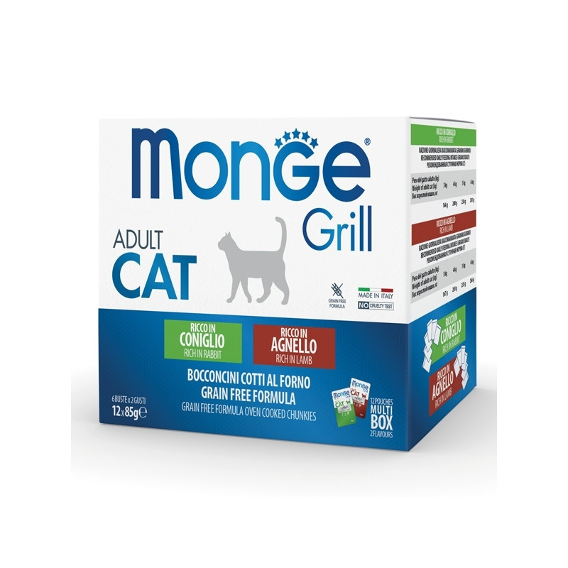 Monge - Grill Adult Multibox Mix Coniglio - Agnello 12 x 85 Gr.