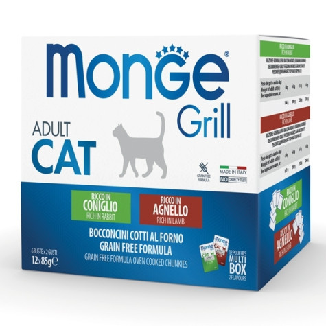 Monge - Grill Adult Multibox Mix Kaninchen - Lamm 12 x 85 Gr. - 