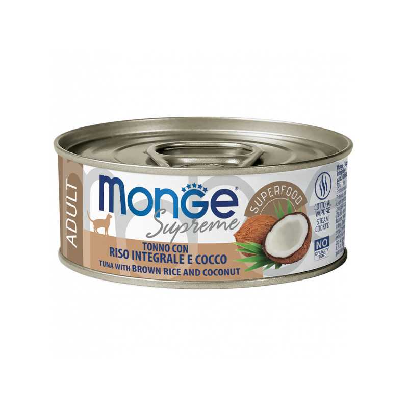 Monge - Supreme Adult Cat Thon avec Riz Integrale et Cocco 80 g. Monge - Supreme Adult Cat Thon avec Riz Integrale et Cocco 80 g.