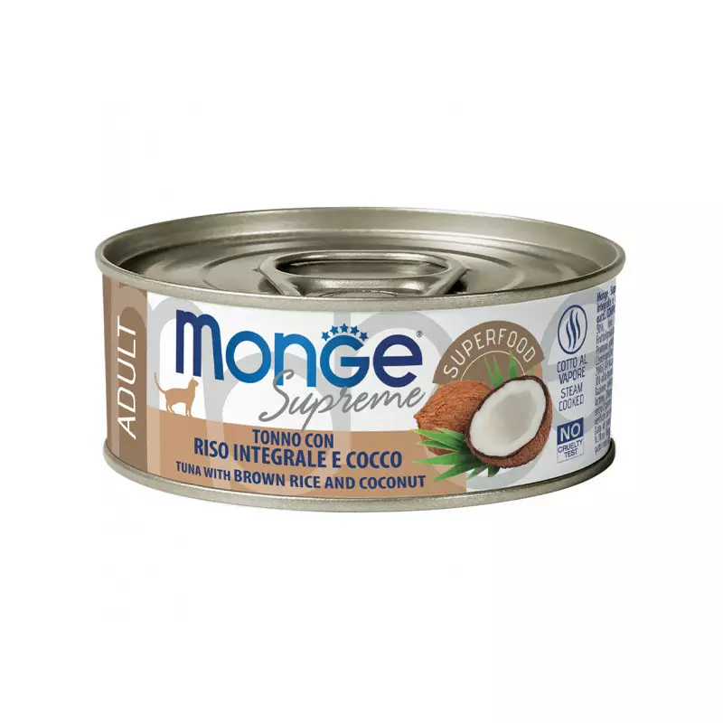 Monge - Supreme Adult Cat Tuna with Brown Rice and Coconut 80 gr. Monge - Supreme Adult Cat Tuna with Brown Rice and Coconut 80 gr.