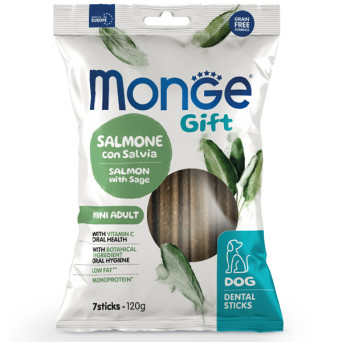 Monge - Snack Gift Adult Mini Stick Dental Salmone con Salvia 120 gr. - 