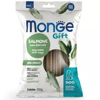 Monge - Snack Gift Adult Mini Stick Dental Salmone con Salvia 120 gr. - 