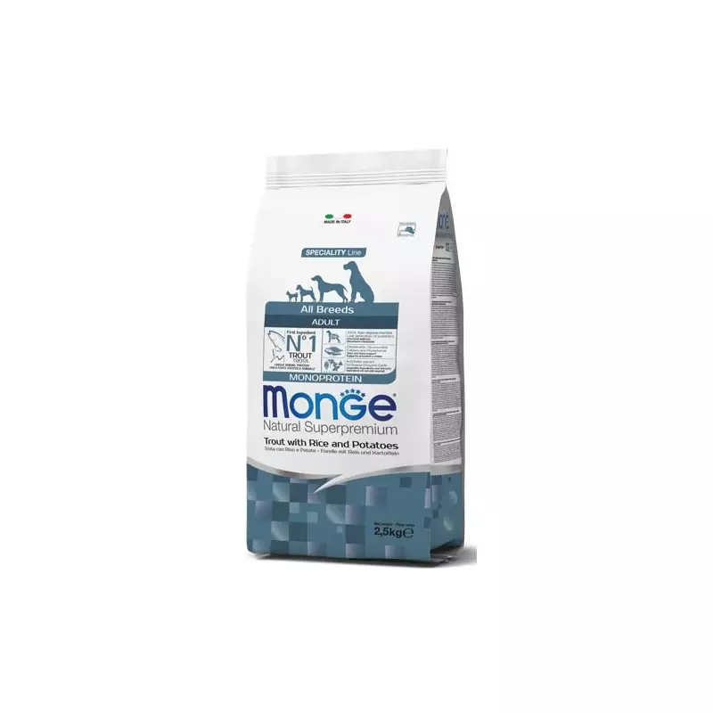 Monge - Natural Superpremium All Breeds Adult Monoprotein Trota con Riso e Patate 2,50 KG