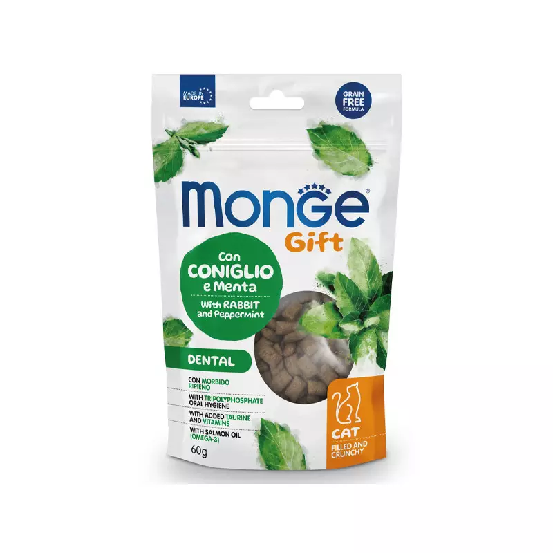 Monge - Snack-Geschenk für Erwachsene Dental coniglio e Menta gefüllt und knusprig 60 gr.