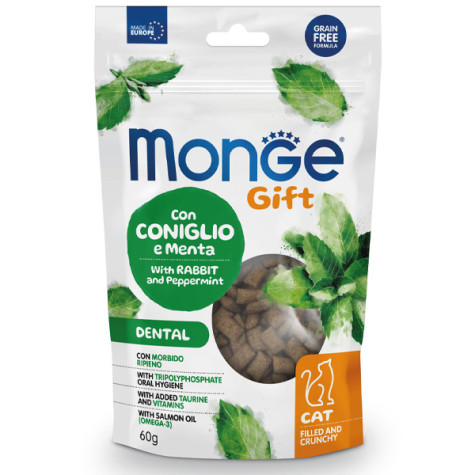 Monge - Snack-Geschenk für Erwachsene Dental coniglio e Menta gefüllt und knusprig 60 gr. - 
