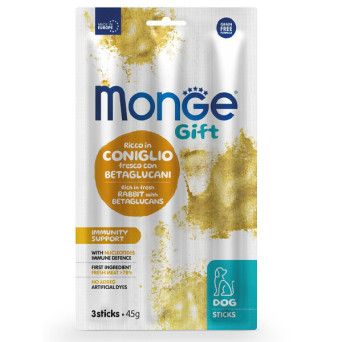 Monge - Snack Dog Sticks Adult Immunity Support Ricco in Coniglio Fresco con Betaglucani 45 gr. - 