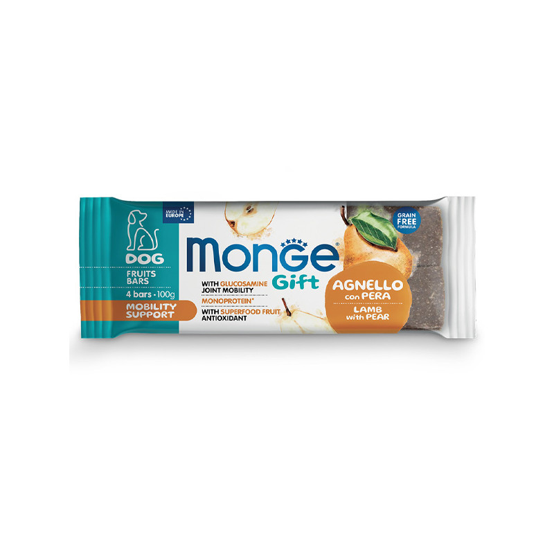 Monge - Snack Dog Fruits Bars Adult Mobility Support Agnello con Pera 100 gr.