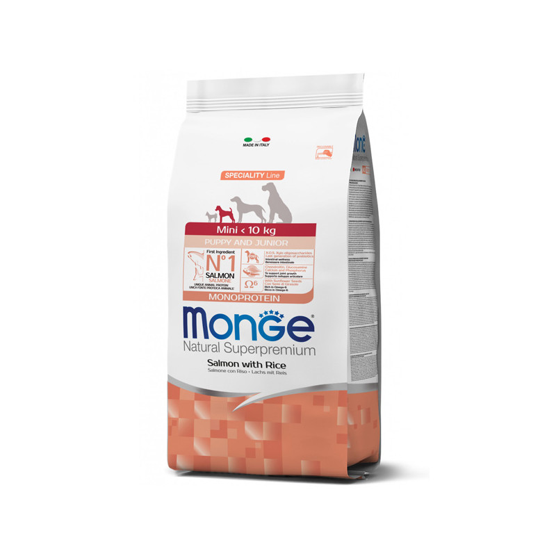 Monge - Natural Superpremium Mini Puppy & Junior Salmon with Rice 2,50 KG.