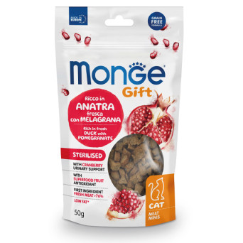Monge - Snack-Geschenk Adult Meat Minis, sterilisiert, reich an frischer Ente mit Granatapfel, 50 gr. - 