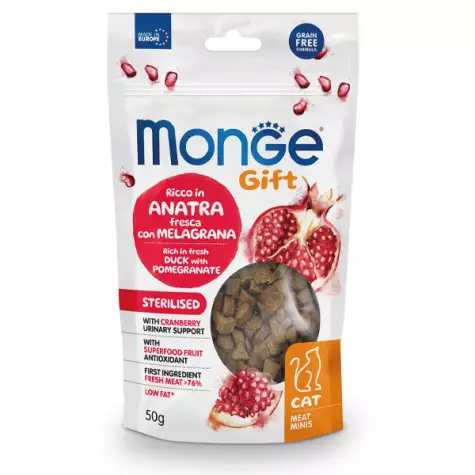 Monge - Snack Gift Adult Meat Minis Sterilised Ricco in Anatra Fresca con Melagrana 50 gr. - 