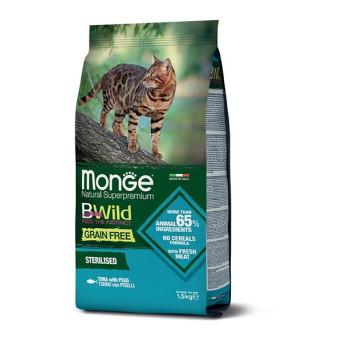 Monge - BWild Grain Free Sterilised Adult con Tonno e Piselli 1,5 KG. - 